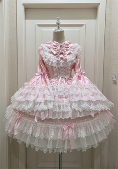 Deville- Sweet Tea Party Princess Vintage Doll Classic Lolita OP Dress with A Big Back Bow