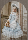 Raynas- Sweet Tea Party Princess Vintage Doll Lace Classic Lolita JSK Dress, Short Cape and Bonnet