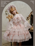 Raynas- Sweet Tea Party Princess Vintage Doll Lace Classic Lolita JSK Dress, Short Cape and Bonnet