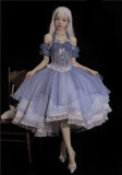 Navy Blue Sea Fog- Elegent Graduated Classic Lolita Corset Topwear, Skirt and Accessories