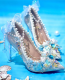 Hexagram -Tea Party Bride Wedding Homecoming Prom Party Bling Pointed Toe High Heels Pearl Chain Lolita Shoes