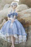 Navy Blue Sea Fog- Elegent Graduated Classic Lolita Corset Topwear, Skirt and Accessories