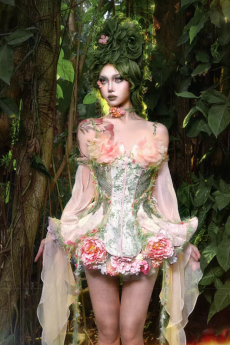 Blood Supply -Forest Elf- Flower Spirit Fairy Corset Casual Sweet Lolita Dress Set