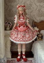 Bear Strawberry Farm- Kawaii Doll Sweet Lolita JSK, Salopettes，Blouse and Accessories