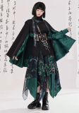 The Bamboo Grove - Japanese Style Embroidery Ouji Boystyle Konoda Lolita Cape Jacket and Skirt