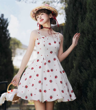 Sweet Starwberry Detachable Shoulder Strap Dress Casual Lolita JSK