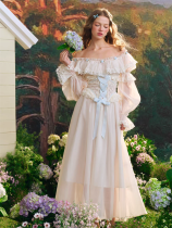 LaceMade - Blue Hydrangea - Fairy Princess Party Prom Lace Dress Casual Lolita Fishbone OP Dress