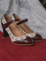 Classic Vintage Mary Jane Pointed Toe Chunky Heel Lolita Shoes