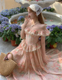 Life Is a Moment - A Line Vintage Flower Print Party Prom Dress Casual Lolita OP Dress