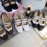 Classic Vintage Buckle Leather Low Heel Lolita Shoes