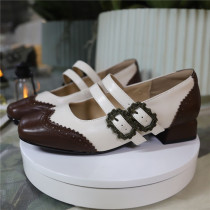 Classic Vintage Buckle Leather Low Heel Lolita Shoes