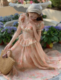Life Is a Moment - A Line Vintage Flower Print Party Prom Dress Casual Lolita OP Dress