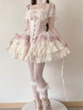 Yuki- Elegant Sweet Ballet Style Classic Lolita Corset Salopettes, Blouse and Pearl Rosettle Set