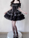 Yuki- Elegant Sweet Ballet Style Classic Lolita Corset Salopettes, Blouse and Pearl Rosettle Set