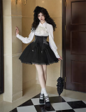 Withpuji - Thorny Night - Gothic Lolita Corset Salopettes with Detachable Suspenders, Blouse and Neck Tie