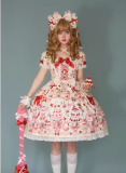 Antique Doll - Strawberry Cake Bouquet - Kawaii Doll Sweet Lolita JSK and OP Dress