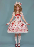 Antique Doll - Strawberry Cake Bouquet - Kawaii Doll Sweet Lolita JSK and OP Dress