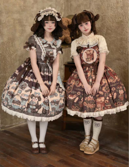 Realcute - Caramel and Sea Salt - Kawaii Doll Sweet Lolita JSK, OP Dress, Salopettes and Accessories