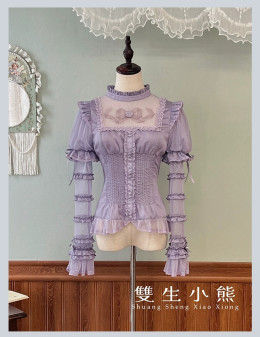The Dream of Camellia - Vintage Party Prom Dress Casual Classic Lolita Blouse with Detachable Sleeves