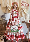 Strawberry Fields - Elegant Doll Classic Sweet Lolita OP Dress, Apron and Triangle Headscarf