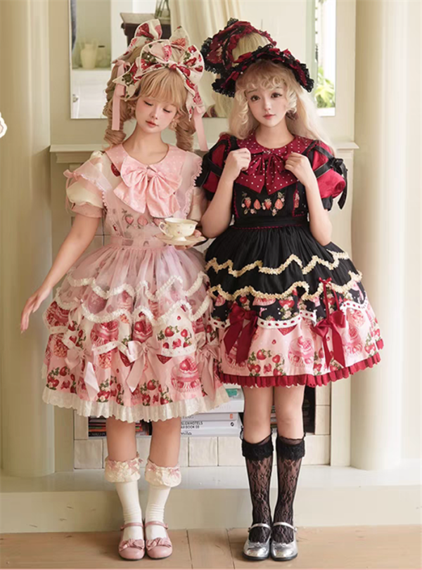Strawberry - Kawaii Doll Sweet Lolita OP Dress and Apron