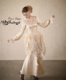 Pompom Jellyfish - Vintage Elegant Classic Lolita Overskirt and Corset with Overskirt