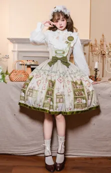 Alo's Book House - Elegant Preppy Style Sweet Lolita Corset JSK and Blouse