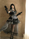 Yingluofu - Nighttime Rose - Elegant Gothic Lolita OP Dress, Tailing, Corset and Accessories Set