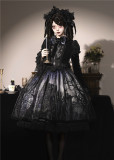 LilithHouse - The House of Horror - Gothic Lolita OP Dress, Cap and Bow Tie Set