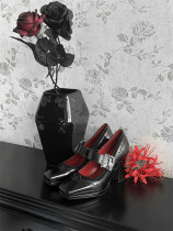 Gururu - Halloween Gothic Platform Genuine Leather High Heel Square Toes Lolita Shoes