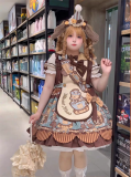 Star Fantasy - Bear Cookies - Kawaii Chocolate Doll Puppet Sweet Lolita OP, JSK, Salopettes and Blouse