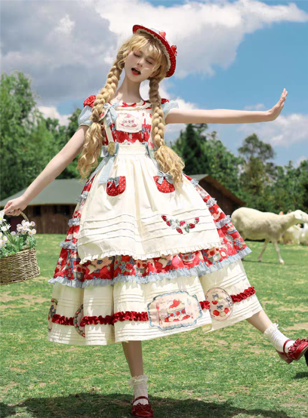 Whispers of the Roses - Strawberry Tart - Kawaii Doll Sweet Lolita JSK, OP Dress and Accessories