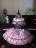 ChenJinShi - Wisteria Wonderland - Elegant Purple Ballet Floral Print Sweet Lolita JSK, Headwear and Necklace