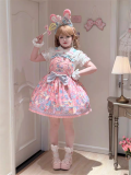 Star Fantasy - Rainbow Rabbit - Kawaii Doll Strawberry Puff Cake Sweet Lolita JSK, Salopettes, Blouse and Accessories