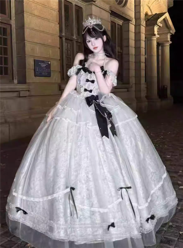 Alice in Wonderland - Praise for the Moonlight - Prom Homecoming Birthday Party Tea Party Princess Classic Rococo Lolita JSK, Tailing and Crown