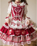 Red Maria - Dessert Kiss - Kawaii Doll Sweet Polka Dot Lolita JSK Set, Blouse and Accessories