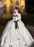 Alice in Wonderland - Praise for the Moonlight - Prom Homecoming Birthday Party Tea Party Princess Classic Rococo Lolita JSK, Tailing and Crown
