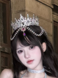 Alice in Wonderland - Praise for the Moonlight - Prom Homecoming Birthday Party Tea Party Princess Classic Rococo Lolita JSK, Tailing and Crown