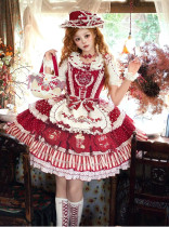 Red Maria - Dessert Kiss - Kawaii Doll Sweet Polka Dot Lolita JSK Set, Blouse and Accessories