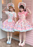 Star Fantasy - Rainbow Rabbit - Kawaii Doll Strawberry Puff Cake Sweet Lolita JSK, Salopettes, Blouse and Accessories