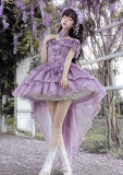ChenJinShi - Wisteria Wonderland - Elegant Purple Ballet Floral Print Sweet Lolita JSK, Headwear and Necklace