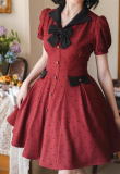 Forest Wardrobe - Forest Boulodi - Vintage Heart Polka Dot Casual Classic Lolita OP Dress