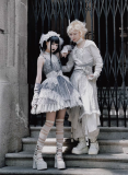 Milu Orig - Lost Feather - Boystyle Prince Konoda Ouji Gothic Lolita JSK Set and Hooded Long Gown Set and Accessories