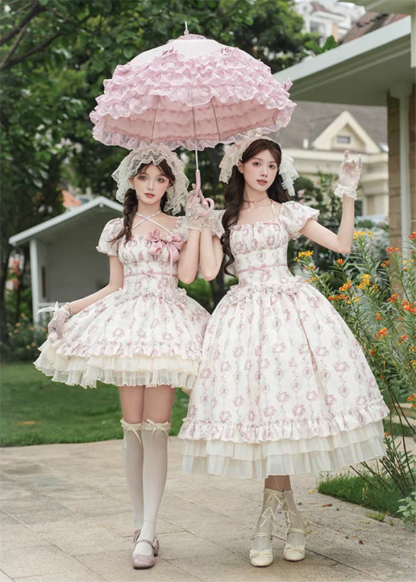 Withpuji - Rose After The Rain - Elegant Party Prom Dress Casual Classic Lolita OP Dress Set