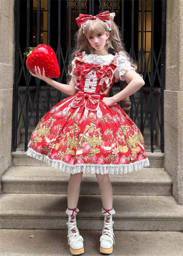 Realcute - Raspberry Cocoa - Kawaii Doll Sweet Lolita JSK and Accessories