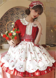 Secret Contract Lolita - Sweetheart Jotie - Kawaii Doll Strawberry Sweet Lolita OP Dress with Waistband