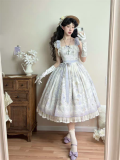 Mung Bean Ice Lollipop - Purple Flower Basket - Classic Lolita JSK, Lace Overskirt and Accessories