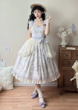 Mung Bean Ice Lollipop - Purple Flower Basket - Classic Lolita JSK, Lace Overskirt and Accessories