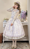 Mung Bean Ice Lollipop - Purple Flower Basket - Classic Lolita JSK, Lace Overskirt and Accessories
