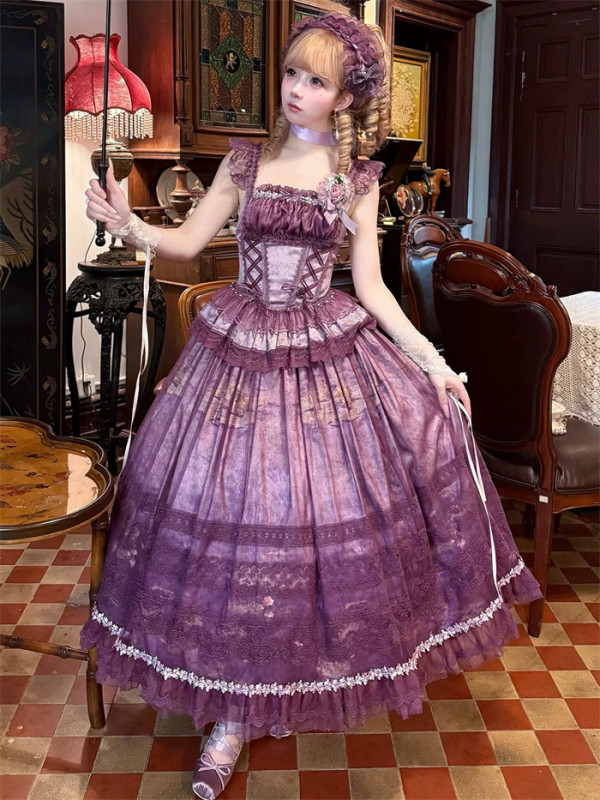 Hanguliang - Fog Enveloping The Vineyard - Elegant Classic Lolita Topwear and Skirt Set